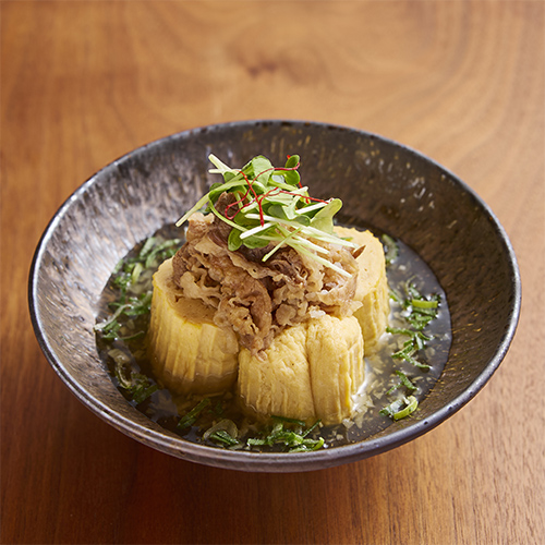 月のね ドーンと肉の乗せだし巻き,Dashi-maki topped with meat, 고기가 올라간 다시마키, 加肉出汁卷